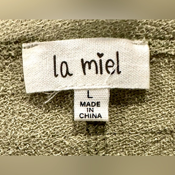 EUC La Miel Olive Green Long Sleeve Jersey Top Sz L - Picture 10 of 13